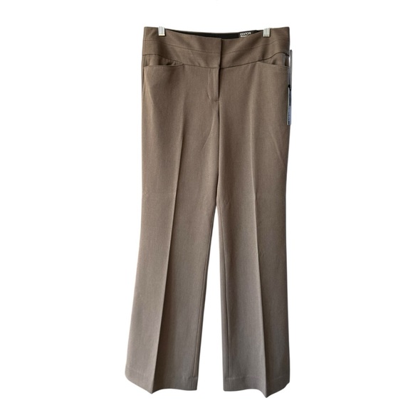 Express Editor Studio Stretch Taupe Tan Wide-Leg Flare Trousers Sz 6 32” Inseam - Picture 1 of 14